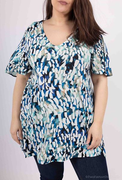 Picture of CURVY GIRL TUNIC WITH BACK KNOT AND FLARED SLEEVE